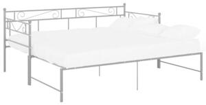 Sofa z wysuwaną ramą łóżka, szara, metalowa, 90x200 cm