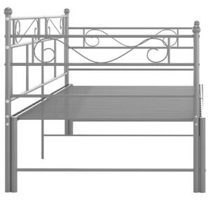 Sofa z wysuwaną ramą łóżka, szara, metalowa, 90x200 cm