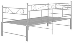 Sofa z wysuwaną ramą łóżka, szara, metalowa, 90x200 cm