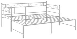 Sofa z wysuwaną ramą łóżka, szara, metalowa, 90x200 cm