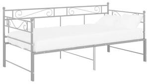 Sofa z wysuwaną ramą łóżka, szara, metalowa, 90x200 cm