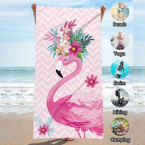 Ręcznik plażowy FLAMINGO WITH FLOWERS 70 x 150 cm kolorowy