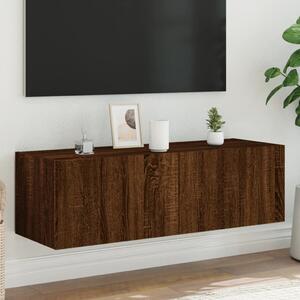 Ścienna szafka TV z LED, brązowy dąb, 100x35x31 cm