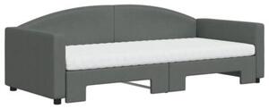 Sofa rozsuwana z materacami, ciemnoszara, 90x200 cm, tkanina