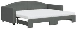 Sofa rozsuwana z materacami, ciemnoszara, 90x200 cm, tkanina