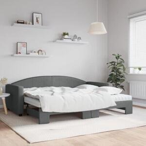 Sofa rozsuwana z materacami, ciemnoszara, 90x200 cm, tkanina