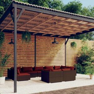 Zestaw Mebli Ogrodowych Komplet Wypoczynkowy Z Poduszkami 9-Częściowy Brązowy Rattan Na Taras Balkon Ogród