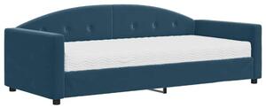 Sofa z materacem do spania, niebieska, 90x200 cm, aksamit