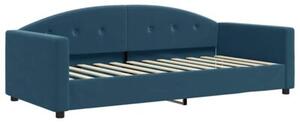 Sofa z materacem do spania, niebieska, 90x200 cm, aksamit