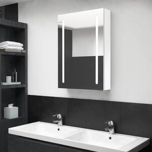 Szafka łazienkowa z lustrem i LED, lśniąca biel, 50x13x70 cm