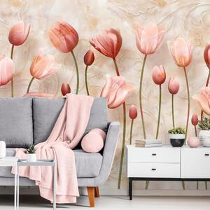 Samoprzylepna tapeta stare różowe tulipany
