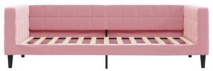Sofa z funkcją spania, różowa, 100x200 cm, obita aksamitem