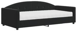 Sofa z materacem do spania, czarna, 100x200 cm, aksamit