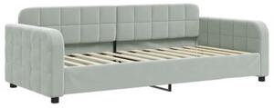 Sofa z materacem do spania, jasnoszara, 90x200 cm, aksamit