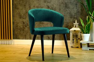 Krzesło drewniane Luna z tapicerowanym siedziskiem - ciemny zielony Monolith 37 / czarne nogi