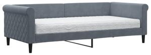 Sofa z materacem do spania, ciemnoszara, 90x200 cm, aksamit