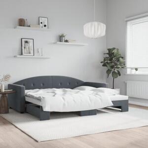 Sofa rozsuwana, ciemnoszara, 90x190 cm, aksamit