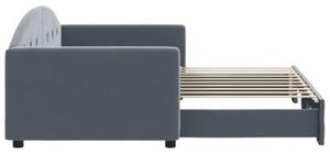 Sofa rozsuwana, ciemnoszara, 90x190 cm, aksamit