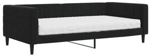 Sofa z materacem do spania, czarna, 100x200 cm, aksamit