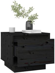 Czarny drewniany stolik nocny z szufladą - Povo