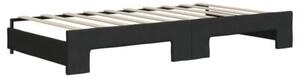 Sofa rozsuwana z szufladami, czarna, 90x190 cm, tkanina