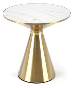 Złoty stolik pomocniczy Tribeca z marmurowym blatem