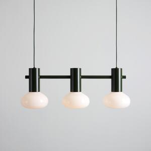 Ciemnozielona lampa wisząca Flo 3 Moss - opalowe klosze