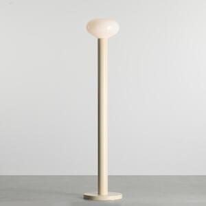 Kremowa lampa podłogowa z opalowym kloszem Flo