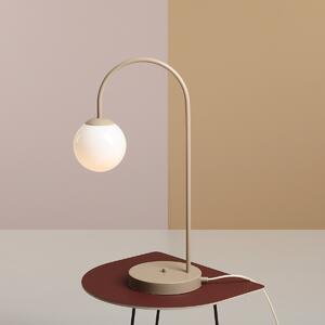 Beżowa minimalistyczna lampka biurkowa Una do sypialni i biura