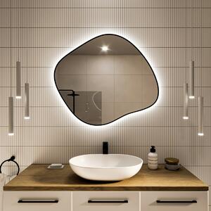 Nieregularne lustro LED Stain III - czarne