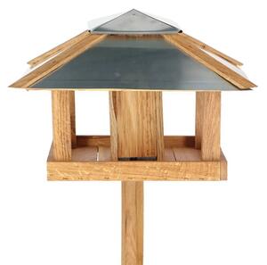 Esschert Design Karmnik dla ptaków, silos i kwadratowy daszek, stalowy