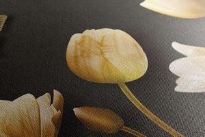 Obraz tulipany ze złotym motywem