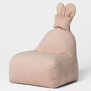 Pudroworóżowa pufa dla dzieci ze sztruksu FUNNY BUNNY
