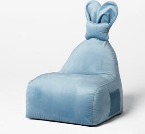 Duża niebieska pufa z velvetu FUNNY BUNNY