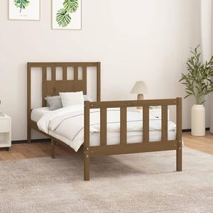 Rama łóżka z wezgłowiem, miodowa, drewno sosnowe, 100x200 cm