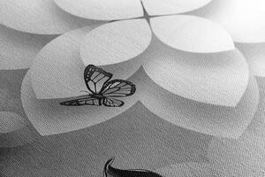 Obraz abstrakcyjne kwiaty w wersji czarno-białej