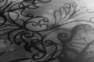 Obraz kwiatowa Mandala w wersji czarno-białej