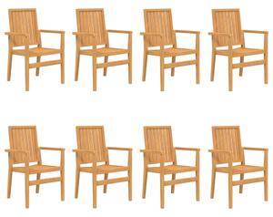 Sztaplowane krzesła ogrodowe, 8 szt., 56,5x57,5x91 cm, tekowe