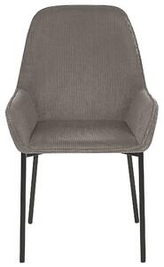 Zestaw 2 krzeseł do jadalni szare sztruksowe retro glam czarne nogi Loverna Beliani