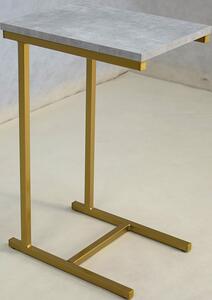 Minimalistyczny stolik boczny złoty + beton N5-B68