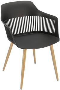 Czarne krzesło kuchenne z ażurowym oparciem - Sazo 3X