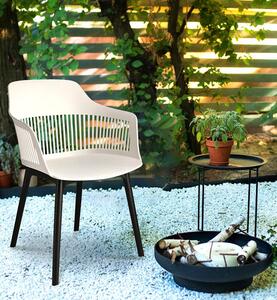Białe krzesło z ażurowym oparciem do ogrodu - Sazo 4X