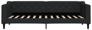 Sofa rozsuwana z szufladami, czarna, 80x200 cm, tkanina