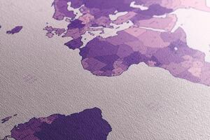 Obraz na korku szczegółowa mapa świata w kolorze fioletowym