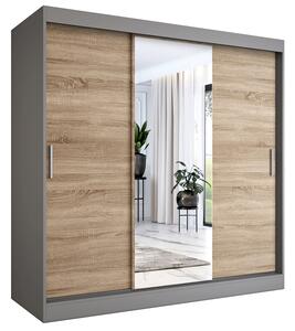 Szafa przesuwna antracyt + dąb sonoma 200 cm D3-H15