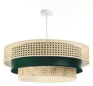 Rattanowa lampa wisząca w kolorze zieleni butelkowej Togo
