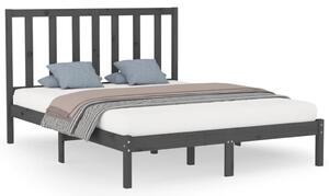 Rama łóżka, szara, lite drewno, 140x200 cm