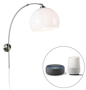 Inteligentna ścienna lampa łukowa ze stali z białym kloszem, w tym Wifi A60 - Bow Oswietlenie wewnetrzne