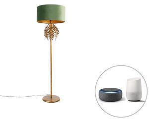Inteligentna lampa podłogowa złota z zielonym kloszem z Wifi A60 - Botanica Oswietlenie wewnetrzne