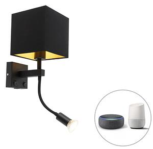 Inteligentna lampa ścienna czarna z USB z Wifi A60 i GU10 - Zeno Oswietlenie wewnetrzne